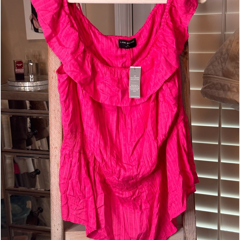 New Lane Bryant hot pink cotton top